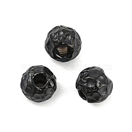 Textured 316 Surgical Stainless Steel Beads, Round, Black, 4.5x5x5mm, Hole: 1.6mm(STAS-M106-01D-EB)