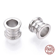Rhodium Plated 925 Sterling Silver Beads, Column, Nickel Free, with S925 Stamp, Real Platinum Plated, 6x5.5mm, Hole: 3.5mm(STER-T004-86P)