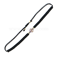 Gemstone Round Braided Bead Bracelet, Black Adjustable Bracelet, Bead: 8mm(IG5594-9)