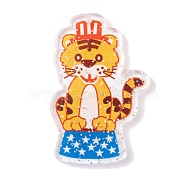 Circus Theme Acrylic Pendants, Tiger, 44.5x30x2mm, Hole: 1.6mm(MACR-U003-04B)