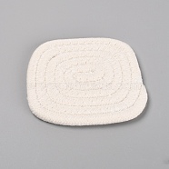 Handmade Cotton Cup Mat, Rectangle, White, 100x105~108x6mm(AJEW-TAC0001-03E)