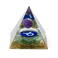 Orgonite Pyramid Resin Energy Generators, Reiki Natural Amethyst Beads Inside for Home Office Desk Decoration, Taurus, 59.5x59.5x59.5mm(DJEW-D013-05I)