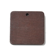 Spray Painted Wood Pendants, Walnut Wood Tone Square Charms, Coconut Brown, 27x27x4mm, Hole: 2mm(WOOD-H101-07)