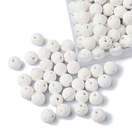 Natural Lava Rock Beads Strands, Round, White, 8mm, Hole: 0.5mm, about 192pcs/box(G-NB0001-18)