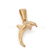 Vacuum Plating 304 Stainless Steel Charms, Shark Charm, Golden, 14.5x11x8.5mm, Hole: 4.5x2mm(STAS-R232-12G)