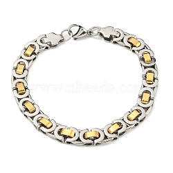 Two Tone 304 Stainless Steel Byzantine Chain Bracelet, Golden & Stainless Steel Color, 8-3/4 inch(22.3cm), Wide: 8.5mm(BJEW-B078-47B)