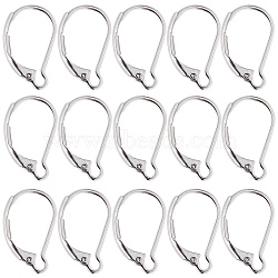SUNNYCLUE 100Pcs 304 Stainless Steel Leverback Earring Findings, Stainless Steel Color, 16.5x10x2mm, Pin: 1mm(STAS-SC0006-68)