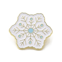 Christmas Theme Enamel Pins, Golden Alloy Brooches for Backpack Clothes, Snowflake, 30x26.5x1.5mm(JEWB-H021-12E)