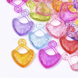 Transparent Acrylic Pendants, Heart, Mixed Color, 32x22.5x5mm, Hole: 3mm, about 375pcs/500g(TACR-S133-016)