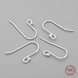 Sterling Silver Earring Hooks, Silver, 20x11mm, Hole: 2mm, Pin: 0.7mm(X-STER-G011-05)