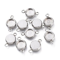 304 Stainless Steel Cabochon Connector Settings, Flat Round, Stainless Steel Color, Tray: 6mm, 14x8.5x3mm, Hole: 1.6mm(STAS-I161-03B-P)