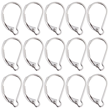 SUNNYCLUE 100Pcs 304 Stainless Steel Leverback Earring Findings, Stainless Steel Color, 16.5x10x2mm, Pin: 1mm