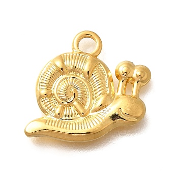 304 Stainless Steel Pendants, Snail Charms, Ion Plating(IP), Real 18K Gold Plated, 16.5x16.5x2.5mm, Hole: 2mm