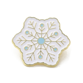 Christmas Theme Enamel Pins, Golden Alloy Brooches for Backpack Clothes, Snowflake, 30x26.5x1.5mm