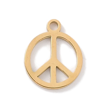 304 Stainless Steel Charms, Laser Cut, Golden, Peace Sign, 10x8x1mm, Hole: 1mm