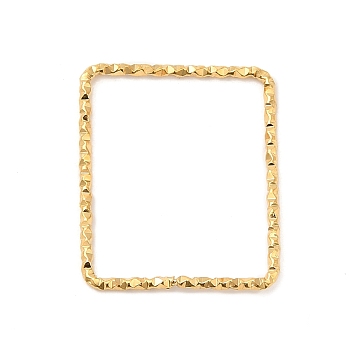 304 Stainless Steel Linking Rings, Textured, Rectangle, Real 18K Gold Plated, 22.5x18.5x1mm, Inner Diameter: 20x16.5mm