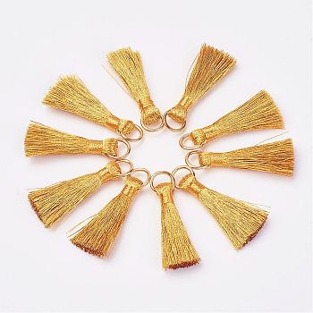 Cannetille Nylon Tassel Pendant Decorations, with Iron Findings, Golden, Gold, 30~32x7x4mm, Hole: 4x5mm