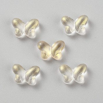 Transparent Glass Beads, Butterfly, Gold, 10x14.5x5.5mm, Hole: 1mm