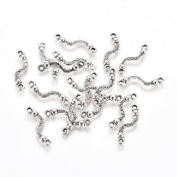 Tibetan Style Bar Links/Connectors, Cadmium Free & Nickel Free & Lead Free, Antique Silver, 22.5x6x3mm, Hole: 1.5mm