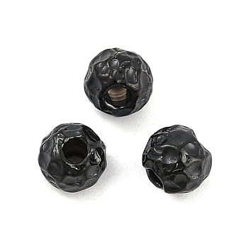 Textured 316 Surgical Stainless Steel Beads, Round, Black, 4.5x5x5mm, Hole: 1.6mm