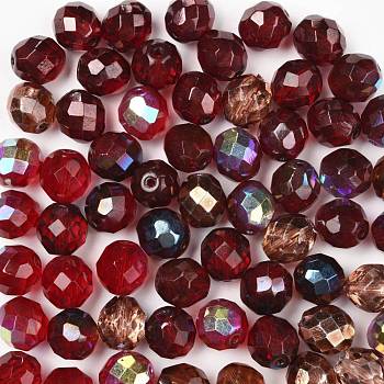 Fire-Polished Czech Glass Beads, Faceted, Ananas, Red, 10x10mm, Hole: 1.4mm, about 60pcs/bag