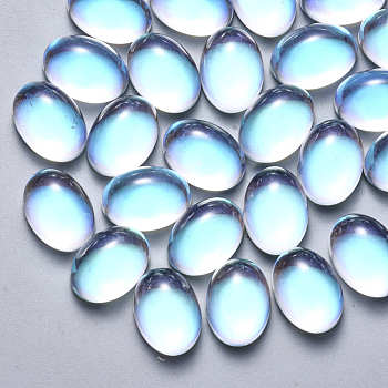 Glass Cabochons, AB Color Plated, Oval, Clear AB, 18x13x7mm