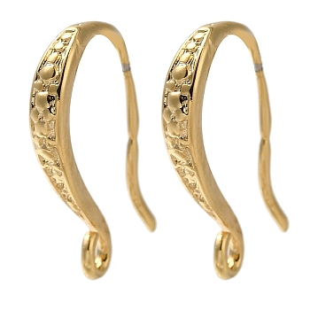 Brass Earring Hooks, Cadmium Free & Lead Free, Real 24K Gold Plated, 15x9x2.5mm, Hole: 1.4mm, Pin: 0.8mm