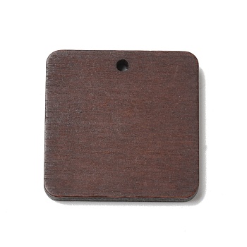 Spray Painted Wood Pendants, Walnut Wood Tone Square Charms, Coconut Brown, 27x27x4mm, Hole: 2mm
