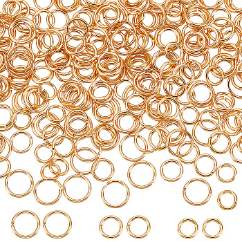300Pcs 3 Styles Brass Open Jump Rings, Long-Lasting Plated, Round Ring, Real 18K Gold Plated, 21 Gauge, 4.5~6x0.7mm, Inner Diameter: 3.1~4.6mm, 100pcs/style