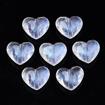 Transparent Acrylic Beads, Glitter Powder, Heart, Clear, 16x19.5x11mm, Hole: 2mm, about 255pcs/500g