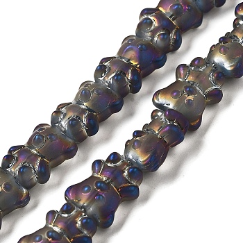 Electroplate Glass Beads Strands, Frosted, Bear, Gray, 15x11.5x9mm, Hole: 1mm, about 45pcs/strand, 25.59''(65cm)
