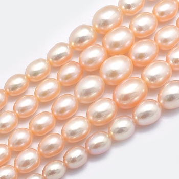 Natural Cultured Freshwater PearlBeads Strands, Graduated, Sandy Brown, 5~12x4~9mm, Hole: 0.8mm, about 62pcs/strand, 15.7 inch