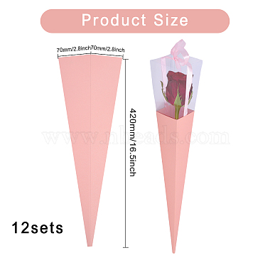 Cone Iridescent Paper Single Rose Packaging Gift Boxes(CON-WH0085-50B)-2