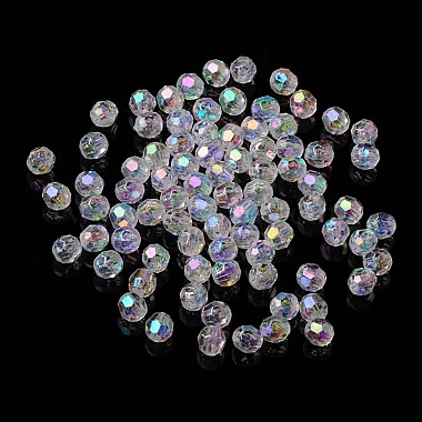 AB Color Transparent Acrylic Faceted Round Clear AB Beads(X-PL642-22)-2