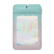 Rectangle Laser PVC Zip Lock Bags, Resealable Packaging Bags, Self Seal Bag, Pale Turquoise, 12.8x8x0.15cm, Unilateral Thickness: 2.5 Mil(0.065mm)(ABAG-P011-01D-01)