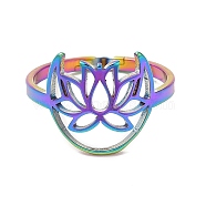 Ion Plating(IP) 304 Stainless Steel Hollow Lotus Adjustable Ring for Women, Rainbow Color, US Size 6(16.5mm)(RJEW-M149-30RC)