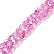 Transparent Electroplate Glass Beads Strands, Faceted, Polygon, AB Color Plated, Camellia, 5.5mm, Hole: 1.2mm, about 70pcs/strand, 14.84 inch(37.7cm)(EGLA-F160-01E)