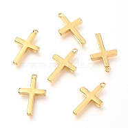 Brass Pendants, Cross, Real 18K Gold Plated, 18x11x2mm, Hole: 1mm(KK-J275-10G)