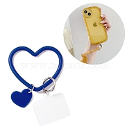 Silicone Heart Loop Phone Lanyard, Wrist Lanyard Strap with Plastic & Alloy Keychain Holder, Dark Blue, 18.2cm(KEYC-E029-02C)
