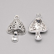 Tibetan Style Alloy Pendants, Mushroom, Antique Silver, 26x18x5.5mm, Hole: 2mm(PALLOY-WH0001-23)