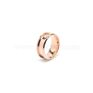 201 Stainless Steel Grooved Finger Ring Settings, Ring Core Blank, for Inlay Ring Jewelry Making, Rose Gold, Size 7, Inner Diameter: 17mm(STAS-TAC0002-57A-RG)