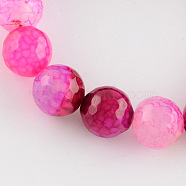 Dyed Natural Multi-Color Agate Beads Strands, Faceted Round, Magenta, 6mm, Hole: 1mm, about 61~62pcs/strand, 14.37 inch(36.5cm)(G-R177-6mm-01-01)