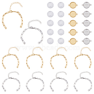 Unicraftale DIY Blank Dome Flat Round Link Bracelet Making Kit, Including 304 Stainless Steel Paperclip Chains Bracelet Making & Cabochon Connector Settings, Glass Cabochons, Golden & Stainless Steel Color, 30Pcs/box(DIY-UN0004-53)
