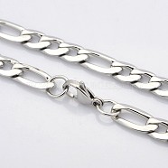 Trendy Unisex 304 Stainless Steel Figaro Chain Necklaces, with Lobster Clasps, Faceted, Stainless Steel Color, 22.4 inch(56.9cm)(STAS-E063-06)