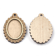 Wooden Pendant Cabochon Settings, Pendant Base, Oval, Bisque, Tray: 25x18mm, 39.5x28.5x5mm, Hole: 2.5mm(WOOD-S044-01A)