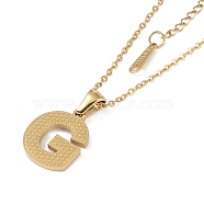 Ion Plating(IP) Initial Letter 304 Stainless Steel Pendant Necklaces, Real 18K Gold Plated, Letter G, 15.87 inch(40.3cm), Pendant: about 17x13.5mm(NJEW-M199-01G-G)