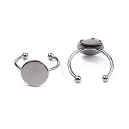 Stainless Steel Open Cuff Finger Ring Finding, Pad Ring Settings, Stainless Steel Color, Tray: 12mm, US Size 7 3/4(17.9mm), 1.5~3mm(FIND-WH0110-025C-P)