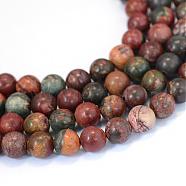 Natural Picasso Stone/Picasso Jasper Beads Strands, Round, 8~8.5mm, Hole: 1mm, about 47pcs/strand, 15.5 inch(G-E334-8mm-10)
