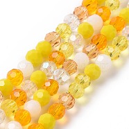 Glass Beads Strands, Faceted(32 Facets), Round, Yellow, 5.5~6.5mm, Hole: 1~1.2mm, about 95pcs/strand, 20.47''(52cm)(GLAA-E036-09A)