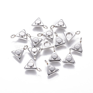 304 Stainless Steel Pendant Cabochon Settings, Triangle, Stainless Steel Color, Tray: 4mm, 11x9x2mm, Hole: 2mm(STAS-F222-026)